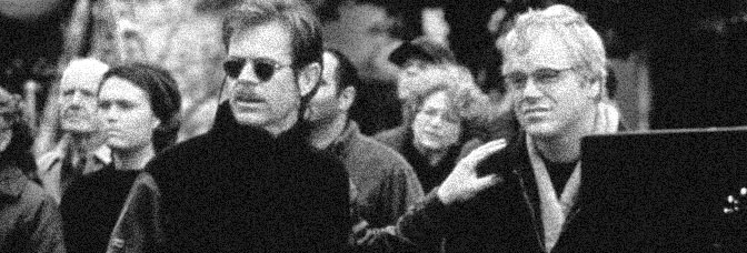 William H. Macy and Philip Seymour Hoffman star in STATE AND MAIN, directed by David Mamet for Fine Line Features.