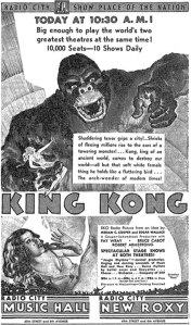 King Kong, as advertised in The New York Times (March 2, 1933).