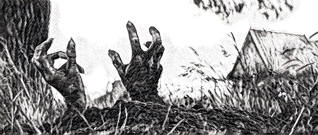 Hands out of the desert, decapitated heads flying across the sky