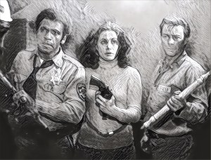 Austin Stoker, Laurie Zimmer, and Darwin Joston have had a rough night.